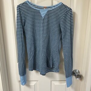 We The Free Blue Striped Long Sleeve Top
